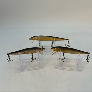 Lot Of 3-vintage Rebel Minnow fishing lures Big Bass Fishing Jerkbait/Crankbait